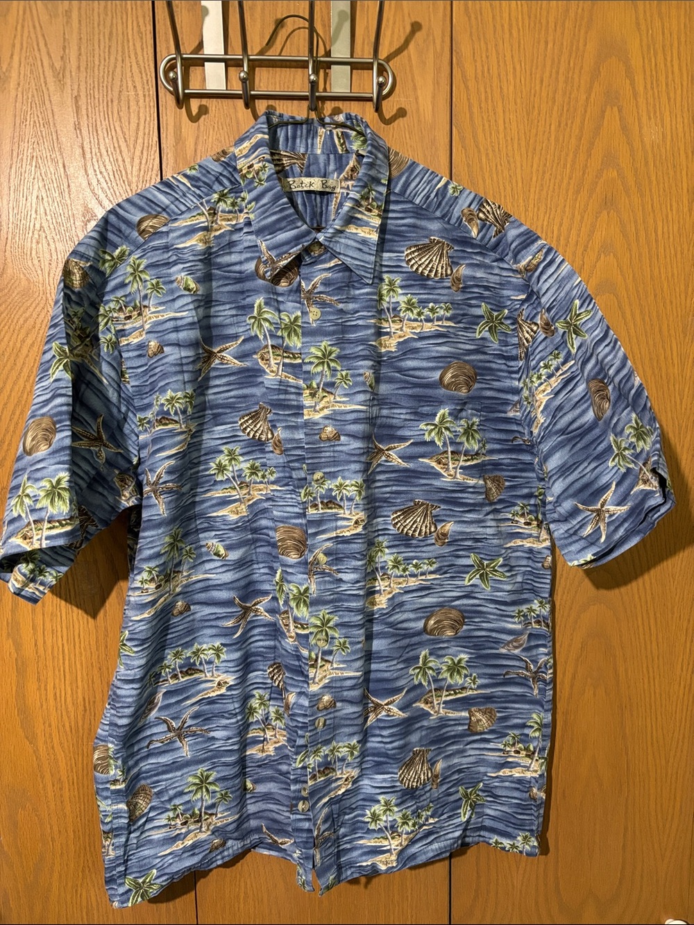Batik Bay Men's Blue Hawaiian Button-Up Shirt - Tropical Print large 100% cotton